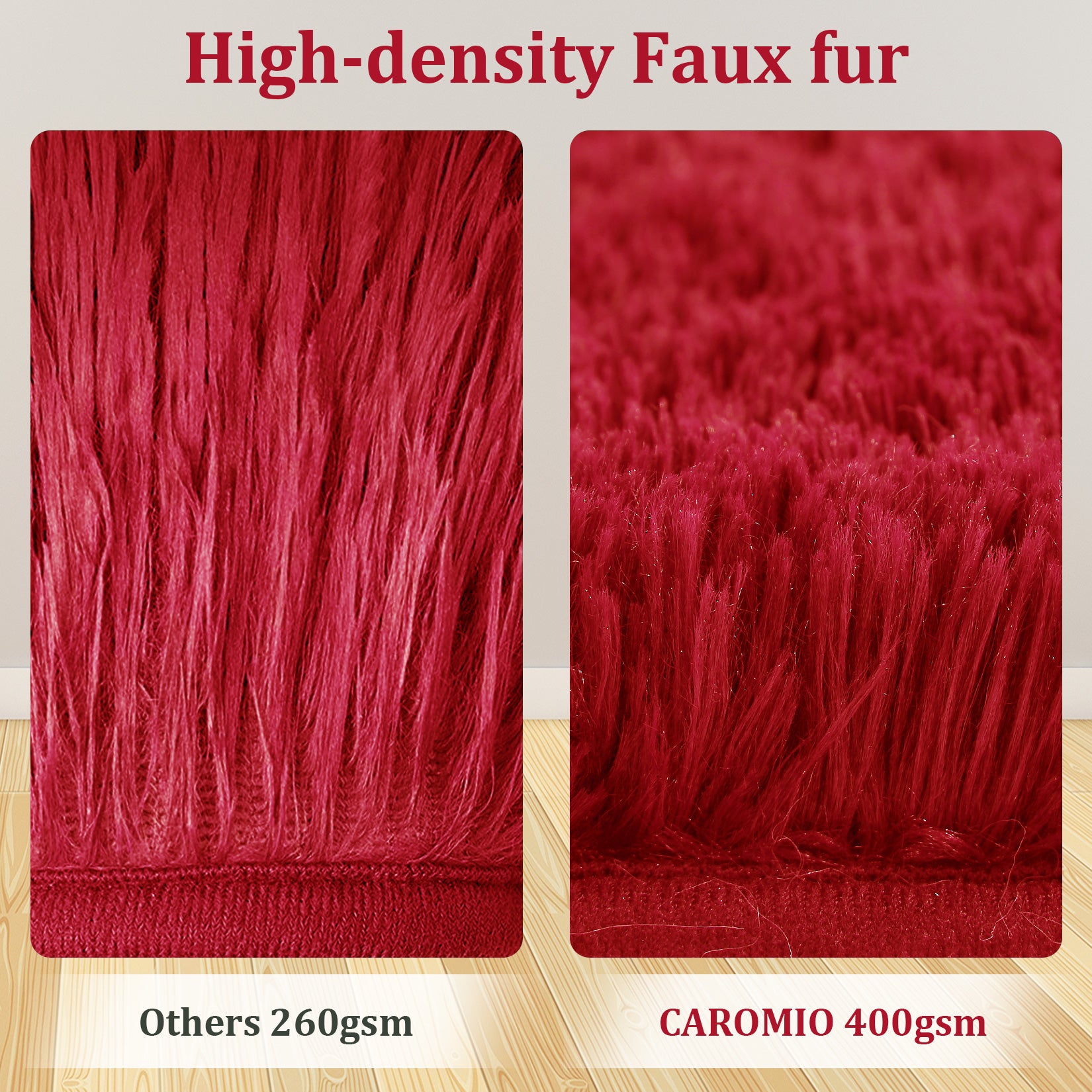 Garvee Fluffy & Sheepskin Red 2x6 Runner Rugs Fluffy Rug for Bedroom, Shag Furry Area Rug Carpet Non Shedding Plush Hallway Runner Rug Fuzzy Accent Rug for Kitchen Entryway Decoration