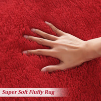 Garvee Fluffy & Sheepskin Red 2x6 Runner Rugs Fluffy Rug for Bedroom, Shag Furry Area Rug Carpet Non Shedding Plush Hallway Runner Rug Fuzzy Accent Rug for Kitchen Entryway Decoration