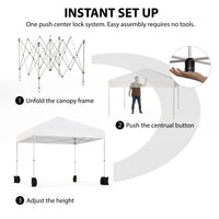 Garvee 10x10ft Pop-Up Canopy Tent - Enhanced Size & Coverage, Premium Oxford Fabric, Adjustable Height, Quick Setup, Wheeled Bag for Patio & Events
