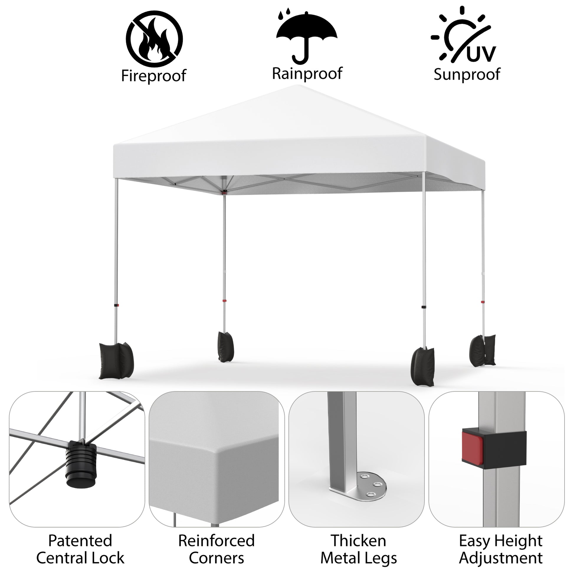 Garvee 10x10ft Pop-Up Canopy Tent - Enhanced Size & Coverage, Premium Oxford Fabric, Adjustable Height, Quick Setup, Wheeled Bag for Patio & Events