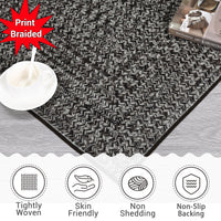 Garvee Area Rug 10x13 Extra Large Rug Print Braided Machine Washable Rug for Living Room, Non-Slip Stain Resistant Accent Rug Farmhouse Printed Weaving Floor Cover Carpet for Bedroom, Gray Brown
