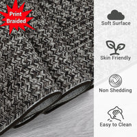 Garvee Area Rug 10x13 Extra Large Rug Print Braided Machine Washable Rug for Living Room, Non-Slip Stain Resistant Accent Rug Farmhouse Printed Weaving Floor Cover Carpet for Bedroom, Gray Brown