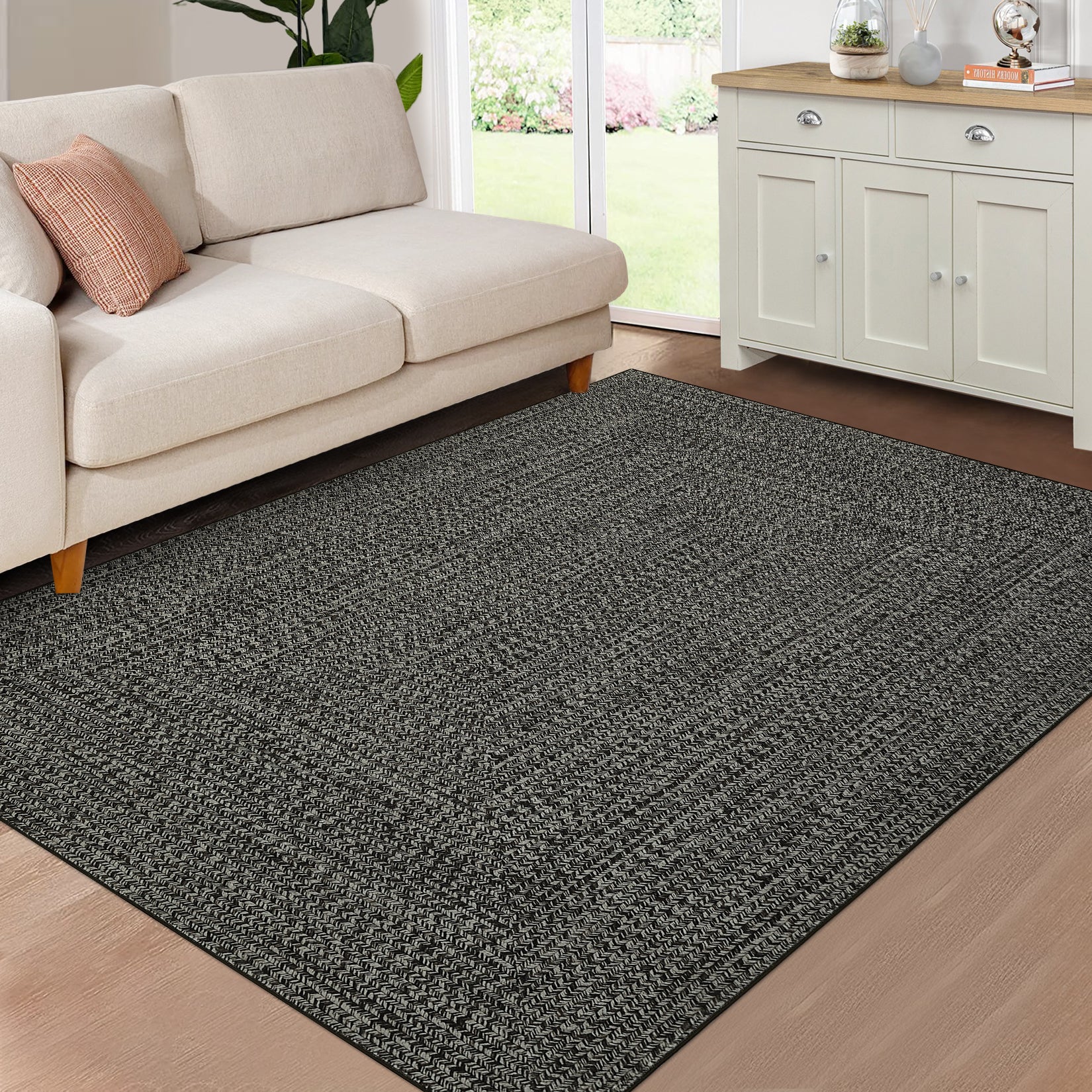 Garvee Area Rug 10x13 Extra Large Rug Print Braided Machine Washable Rug for Living Room, Non-Slip Stain Resistant Accent Rug Farmhouse Printed Weaving Floor Cover Carpet for Bedroom, Gray Brown