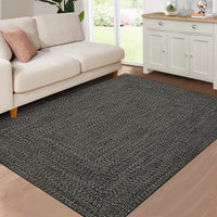 Garvee Area Rug 10x13 Extra Large Rug Print Braided Machine Washable Rug for Living Room, Non-Slip Stain Resistant Accent Rug Farmhouse Printed Weaving Floor Cover Carpet for Bedroom, Gray Brown