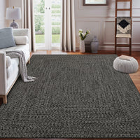 Garvee 8x10 Area Rug Print Braided Area Rug Machine Washable Rug for Living Room Farmhouse Solid Printed Weaving Carpet Non-Slip Stain Resistant Accent Rug Floor Cover for Home Decor, Gray Brown