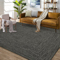 Garvee Area Rug 10x13 Extra Large Rug Print Braided Machine Washable Rug for Living Room, Non-Slip Stain Resistant Accent Rug Farmhouse Printed Weaving Floor Cover Carpet for Bedroom, Gray Brown