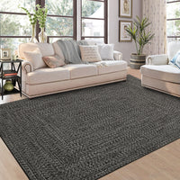 Garvee Area Rug 10x13 Extra Large Rug Print Braided Machine Washable Rug for Living Room, Non-Slip Stain Resistant Accent Rug Farmhouse Printed Weaving Floor Cover Carpet for Bedroom, Gray Brown