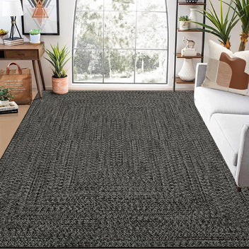 Garvee Area Rug 10x13 Extra Large Rug Print Braided Machine Washable Rug for Living Room, Non-Slip Stain Resistant Accent Rug Farmhouse Printed Weaving Floor Cover Carpet for Bedroom, Gray Brown