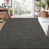 Garvee Area Rug 10x13 Extra Large Rug Print Braided Machine Washable Rug for Living Room, Non-Slip Stain Resistant Accent Rug Farmhouse Printed Weaving Floor Cover Carpet for Bedroom, Gray Brown - Gray Brown