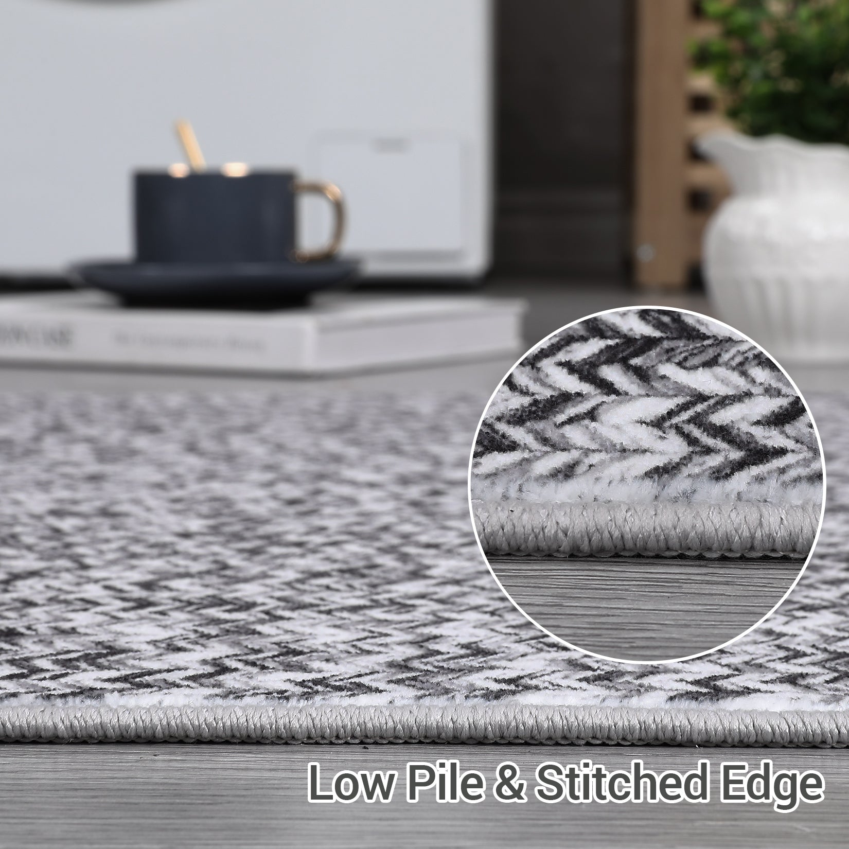Garvee 9x12 Area Rug Print Braided Large Area Rug Machine Washable Rug for Living Room, Non-Slip Stain Resistant Accent Rug Farmhouse Solid Printed Weaving Floor Cover Carpet for Bedroom, Grey
