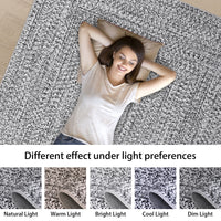 Garvee 9x12 Area Rug Print Braided Large Area Rug Machine Washable Rug for Living Room, Non-Slip Stain Resistant Accent Rug Farmhouse Solid Printed Weaving Floor Cover Carpet for Bedroom, Grey