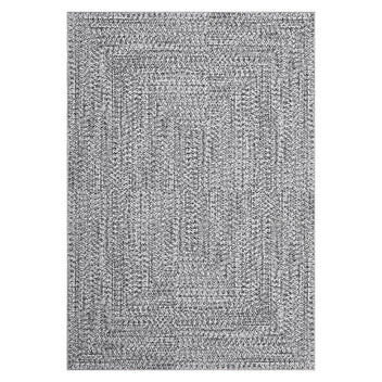 Garvee Grey 3x5 Washable Rug with Non Slip Backing Living Room Rug Printed Braided Floor Cover Low Pile Solid Printed Weaving Carpet for Bedroom Kids Room