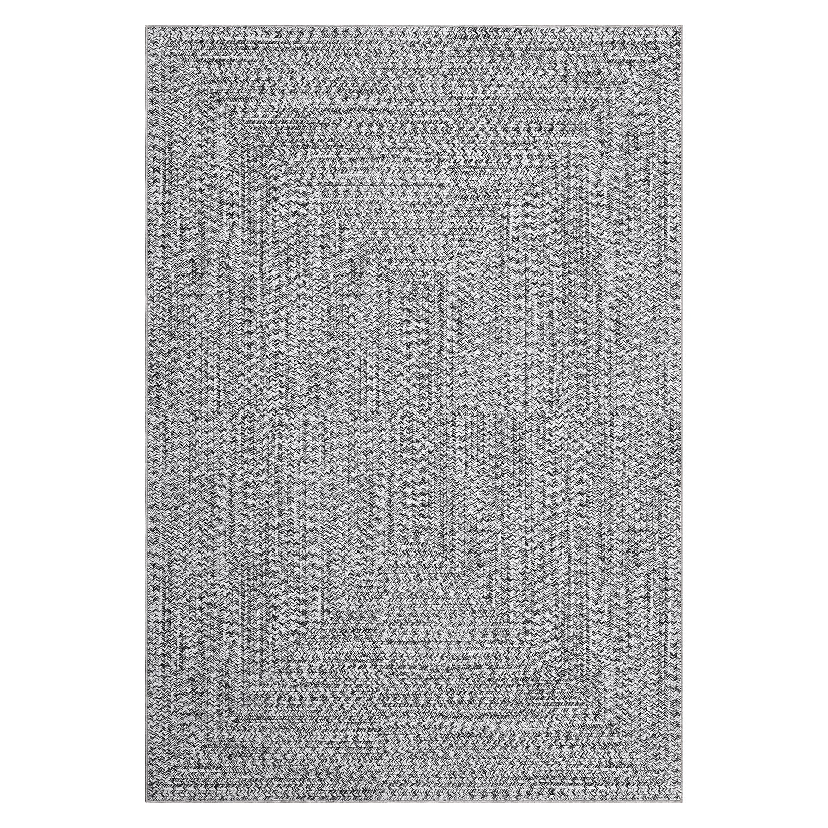 Garvee 8x10 Washable Rug Non Slip Printed Braided Rug Foldable Indoor Carpet Ultra-Soft Solid Printed Weaving Floor Cover for Living Room Bedroom Playroom Dorm, Grey/ 8'× 10'