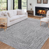 Garvee 9x12 Area Rug Print Braided Large Area Rug Machine Washable Rug for Living Room, Non-Slip Stain Resistant Accent Rug Farmhouse Solid Printed Weaving Floor Cover Carpet for Bedroom, Grey - Gray-Style2