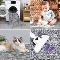 Garvee 9x12 Area Rug Print Braided Large Area Rug Machine Washable Rug for Living Room, Non-Slip Stain Resistant Accent Rug Farmhouse Solid Printed Weaving Floor Cover Carpet for Bedroom, Grey
