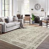 Garvee Machine Washable 9x12 Area Rugs for Living Room Vintage Rugs Non Slip Low Pile Water Resistant Soft Print Pattern Carpet for Bedroom Indoor Decor Polyester Rug Brown - Camel