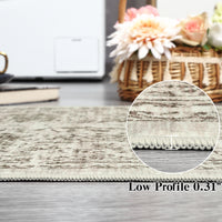 Garvee 5x7 Washable Area Rug Vintage Rug Traditional Floor Cover Foldable Thin Rug Kitchen Accent Rug Indoor Distressed Non Slip Carpet Floral Print Mat Bedroom Living Room Bathroom Brown