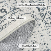 Garvee 5x7 Washable Area Rug Vintage Rug Traditional Floor Cover Foldable Thin Rug Kitchen Accent Rug Indoor Distressed Non Slip Carpet Floral Print Mat Bedroom Living Room Bathroom Grey