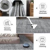 Garvee Washable Area Rug 8x10, Soft Low Pile Vintage Patchwork Large Area Rug Non-Slip Indoor Floor Carpet for Living Room Bedroom Dining Room, Grey