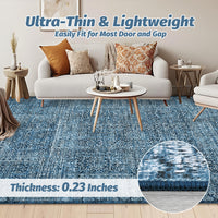 Garvee Area Rug 9x12 Washable, Soft Low Pile Vintage Patchwork Large Area Rug Non-Slip Indoor Floor Carpet for Living Room Bedroom Dining Room, Navy Blue