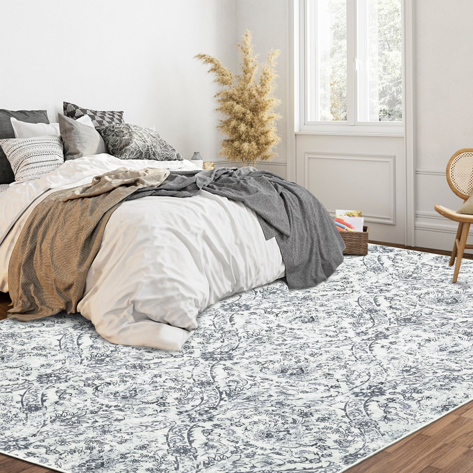 Garvee Area Rug - 8x10, Grey/Beige, Soft Distressed Design, Non-Shedding & Easy Care Area Rug, Ideal for High Traffic Areas in Living Room, Bedroom Home Office