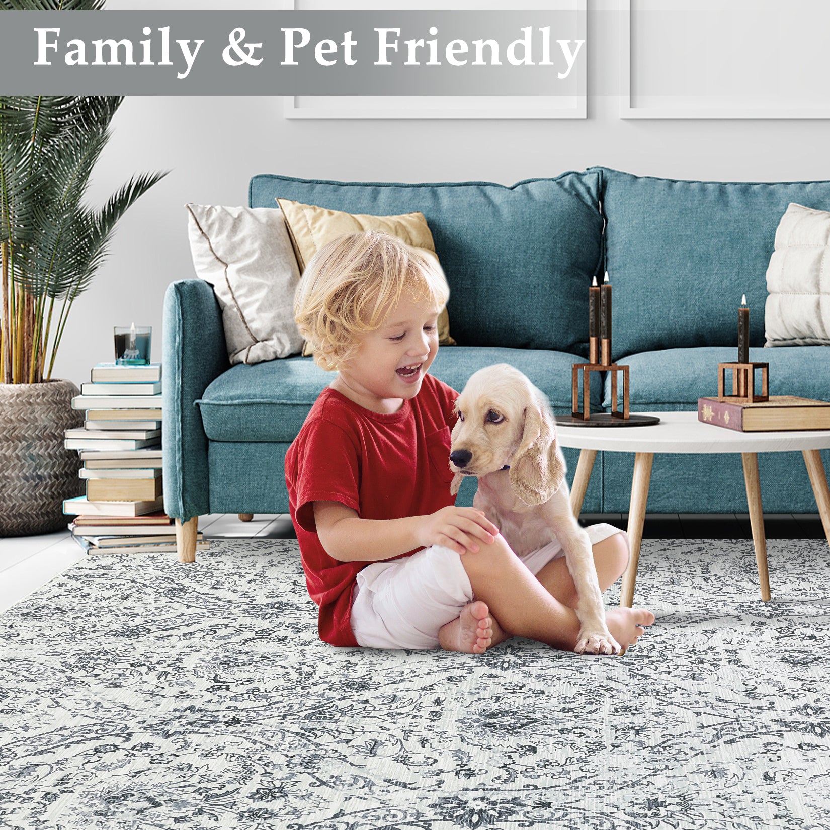 Garvee Area Rug - 8x10, Grey/Beige, Soft Distressed Design, Non-Shedding & Easy Care Area Rug, Ideal for High Traffic Areas in Living Room, Bedroom Home Office