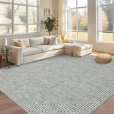 Garvee Area Rugs 5x7 Ft, Washable Living Room Rugs Boho Non-Slip Dining Room Rug Soft Ultra Thin Waffle Print Bedroom Rugs Indoor Floor Carpet for Living Room Bedroom Dining Room, Light Grey - Light Gray