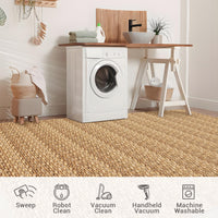 Garvee Modern Natural 10x13 Washable Rug, Non Slip Soft Low Pile Farmhouse Carpet for Living Room, Bedroom, Dining Room
