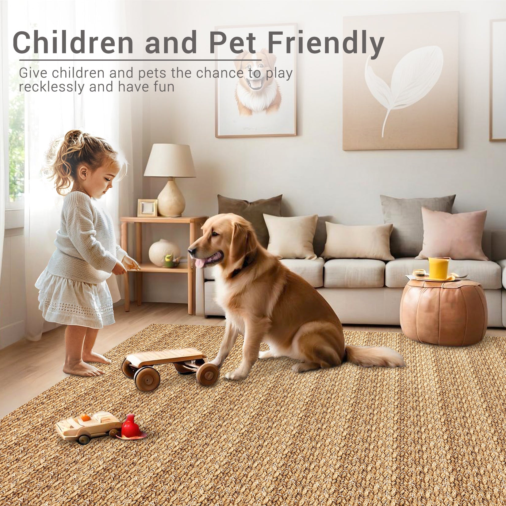 Garvee Modern Natural 10x13 Washable Rug, Non Slip Soft Low Pile Farmhouse Carpet for Living Room, Bedroom, Dining Room