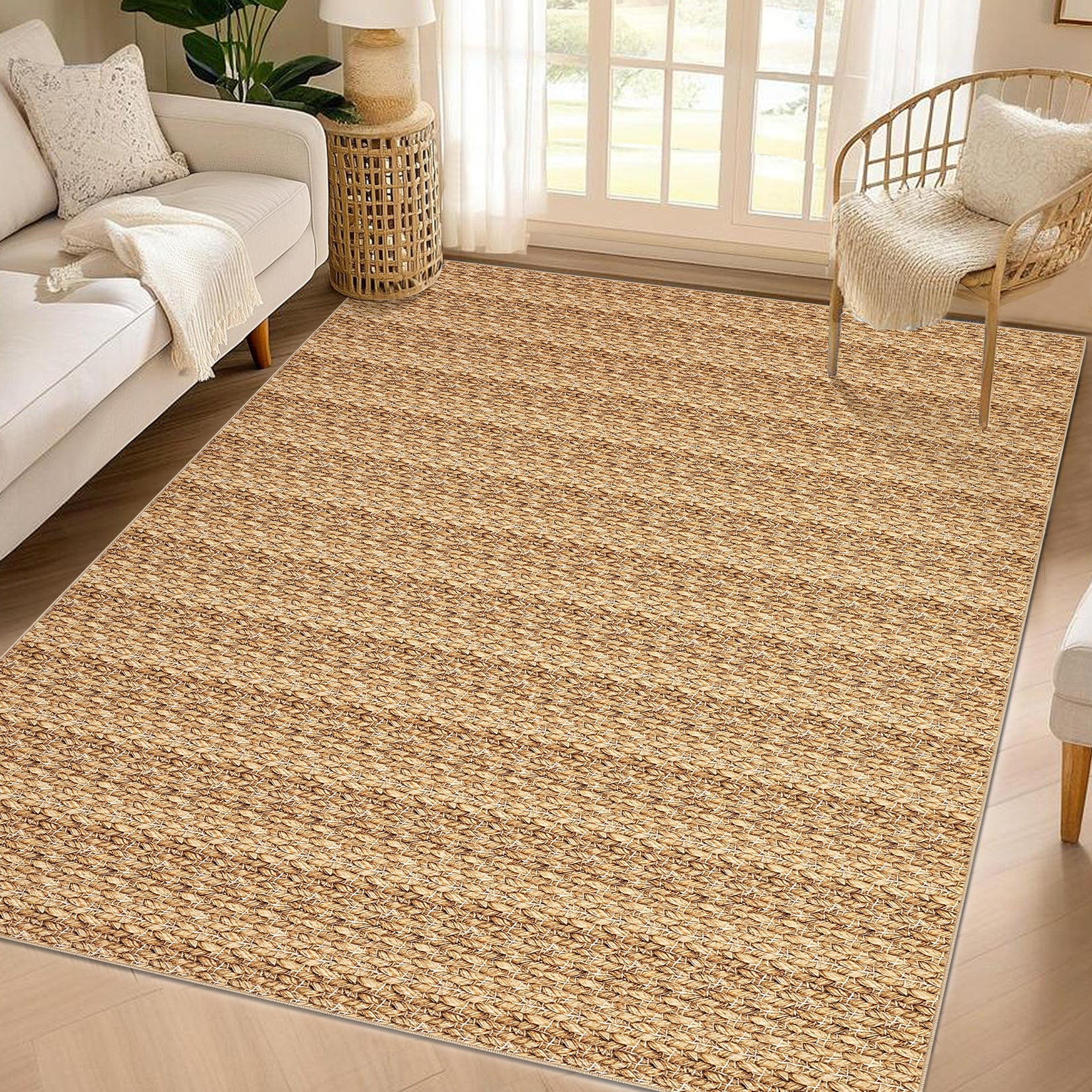 Garvee Modern Natural 10x13 Washable Rug, Non Slip Soft Low Pile Farmhouse Carpet for Living Room, Bedroom, Dining Room