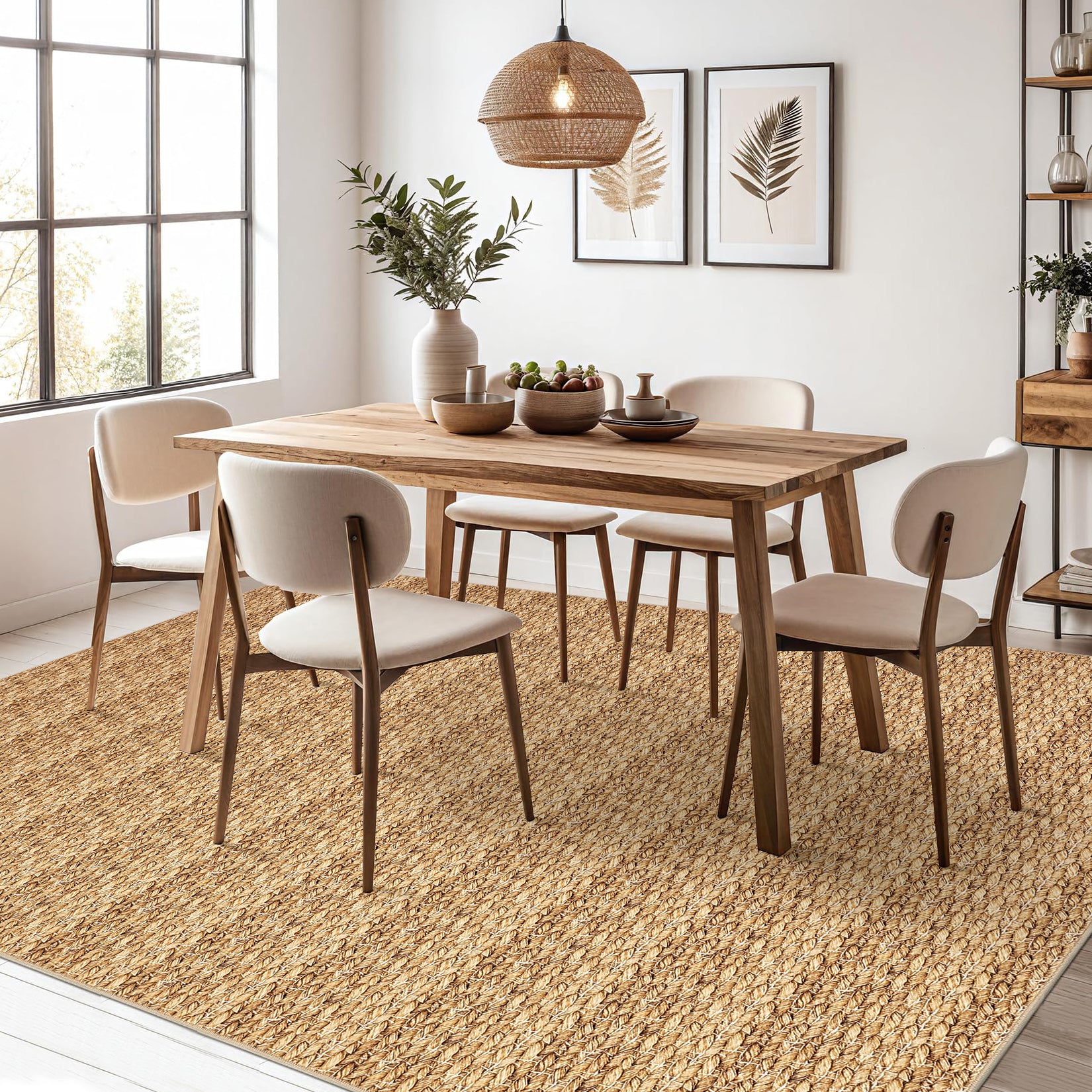 Garvee Modern Natural 10x13 Washable Rug, Non Slip Soft Low Pile Farmhouse Carpet for Living Room, Bedroom, Dining Room