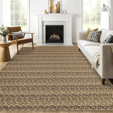 Garvee Modern Brown 10x13 Large Area Rugs, Non-Slip Modern Woven Pattern Living Room Rugs, Washable Soft Low Pile Accent Rugs, Non-Shedding Contemporary Floor Carpet for Office, Bedroom - Brown
