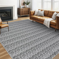 Garvee Modern Grey 5x7 Area Rugs Woven Pattern Accent Rugs with Non-Slip Backing, Washable Soft Low Pile Floor Carpet, Non-Shedding Contemporary Throw Rugs for Kitchen, Bedroom