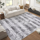 Garvee Boho Light Grey 5x7 Washable Area Rugs for Living Room, Geometric Marble Boho Bedroom Rugs Ultra Thin Non-Slip Indoor Rugs Floor Carpet for Dining Room - Light Gray