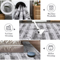 Garvee Boho Light Grey 9x12 Washable Living Room Rugs, Geometric Marble Boho Area Rugs for Bedroom Ultra Thin Non-Slip Large Indoor Rugs Floor Carpet for Dining Room