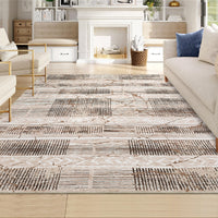 Garvee Boho Light Brown 6x9 Washable Rugs for Living Room, Geometric Marble Boho Area Rugs for Bedroom Ultra Thin Non-Slip Large Indoor Rugs Floor Carpet for Dining Room
