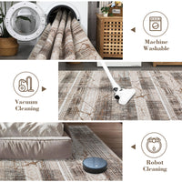 Garvee Boho Light Brown 6x9 Washable Rugs for Living Room, Geometric Marble Boho Area Rugs for Bedroom Ultra Thin Non-Slip Large Indoor Rugs Floor Carpet for Dining Room