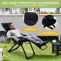 Garvee Zero Gravity Lounge Chair, 29‘’ Recliner Chair with Removable Cushion, Headrest, Footrest, and Cupholder, Adjustable Folding Chairs for Outside and Inside, Blue