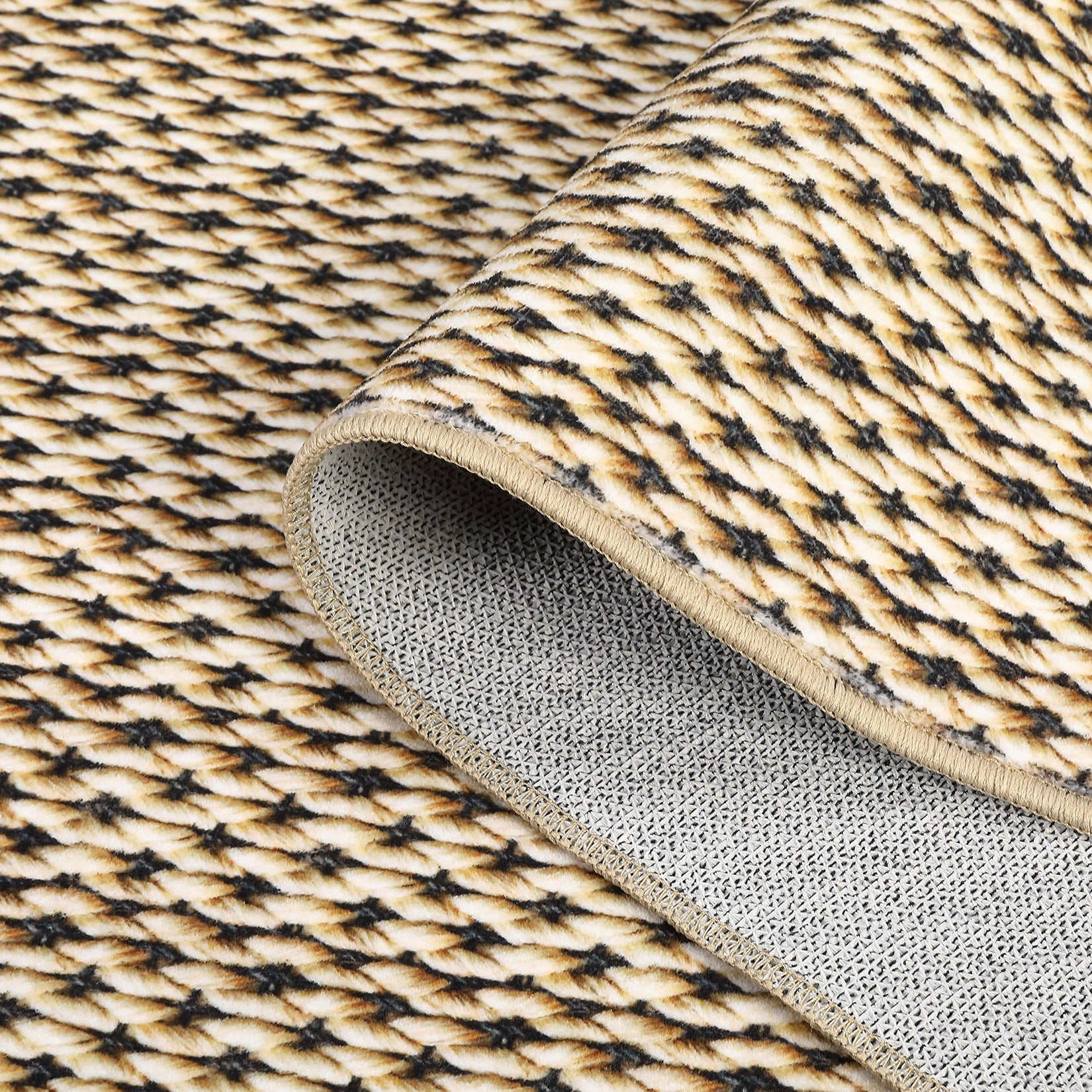Garvee Machine Washable Area Rugs 5x7 Modern Printed Accent Carpet with Non-Slip Backing, Non-Shedding Contemporary Woven-Style Floor Carpet for Living Room, Bedroom, Office, Camel