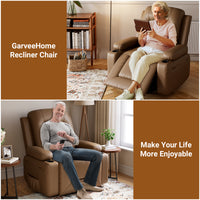 Garvee Leather Power Lift Recliner Chair with Heat & Massage, 8-Point Vibration, Remote Control & Cup Holders, Electric Lift Chair Designed for Mobility Aid Elderly Relaxation, Tan
