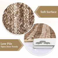 Garvee Modern Brown 2x6 Runner Rug Washable Modern Braided Print Rug Low Pile Kitchen Runner Rug Non Slip Bathroom Throw Rug Ultra-Thin Lightweight Indoor Modern Rug Foldable Rug for Hallway Entrance