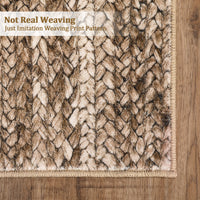 Garvee Modern Brown 2x6 Runner Rug Washable Modern Braided Print Rug Low Pile Kitchen Runner Rug Non Slip Bathroom Throw Rug Ultra-Thin Lightweight Indoor Modern Rug Foldable Rug for Hallway Entrance