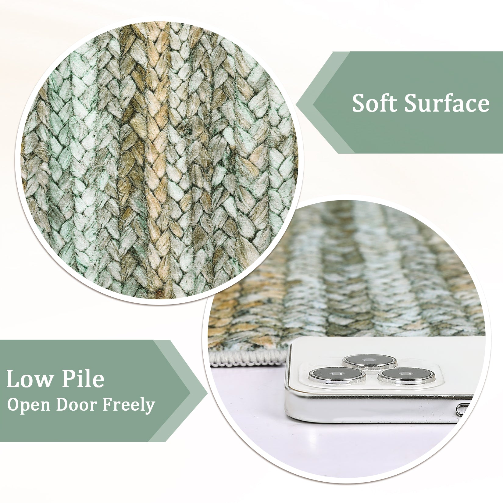 Garvee Modern Green Camel 9x12 Washable Rug Large Area Rug for Living Room Bedroom Modern Gradient Woven Print Rug Neutral Accent Rug Non Shedding Soft Indoor Throw Carpet for Palyroom Classroom
