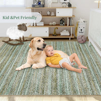 Garvee Modern Green Camel 9x12 Washable Rug Large Area Rug for Living Room Bedroom Modern Gradient Woven Print Rug Neutral Accent Rug Non Shedding Soft Indoor Throw Carpet for Palyroom Classroom