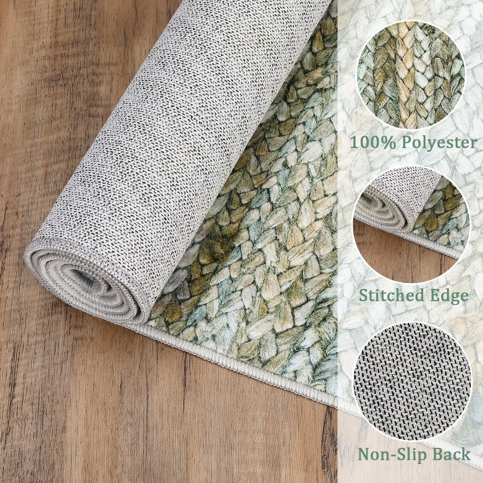 Garvee Modern Green Camel 5x7 Washable Area Rug for Bedroom Living Room Cream Rug Modern Indoor Accent Rug Low Pile Dining Room Rug Non Slip Kitchen Rug Contemporary Woven Printed Rug Foldable Rug