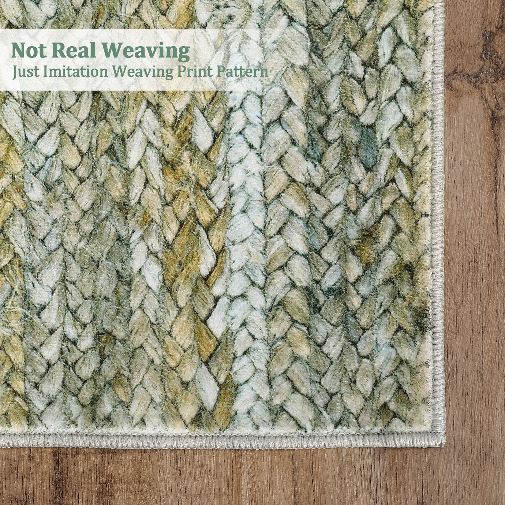 Garvee Modern Green Camel 5x7 Washable Area Rug for Bedroom Living Room Cream Rug Modern Indoor Accent Rug Low Pile Dining Room Rug Non Slip Kitchen Rug Contemporary Woven Printed Rug Foldable Rug