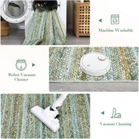 Garvee Modern Green Camel 5x7 Washable Area Rug for Bedroom Living Room Cream Rug Modern Indoor Accent Rug Low Pile Dining Room Rug Non Slip Kitchen Rug Contemporary Woven Printed Rug Foldable Rug