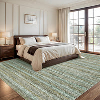 Garvee Modern Green Camel 10x13 Rug Washable Large Area Rug Living Room Rug Non-Slip Soft Bedroom Rug Modern Striped Woven Printed Rug Low Pile Modern Rug Non Shedding Netural Rug Colorful Rug