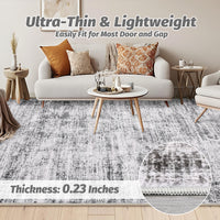 Garvee Persian Grey 8x10 Washable Area Rugs, Soft Vintage Distressed Large Living Room Rug Retro Farmhouse Non Slip Low Pile Indoor Foldable Carpet for Bedroom Dining Room Office