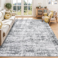 Garvee Persian Grey 8x10 Washable Area Rugs, Soft Vintage Distressed Large Living Room Rug Retro Farmhouse Non Slip Low Pile Indoor Foldable Carpet for Bedroom Dining Room Office